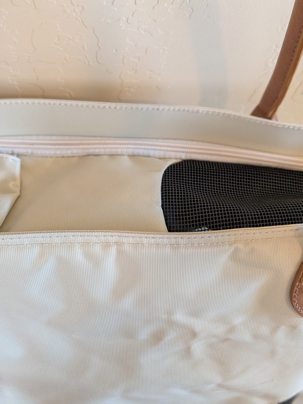 Pet Gear Cream and Brown Pet Travel Tote Carrier with Leather Trim - Picture 2 of 5